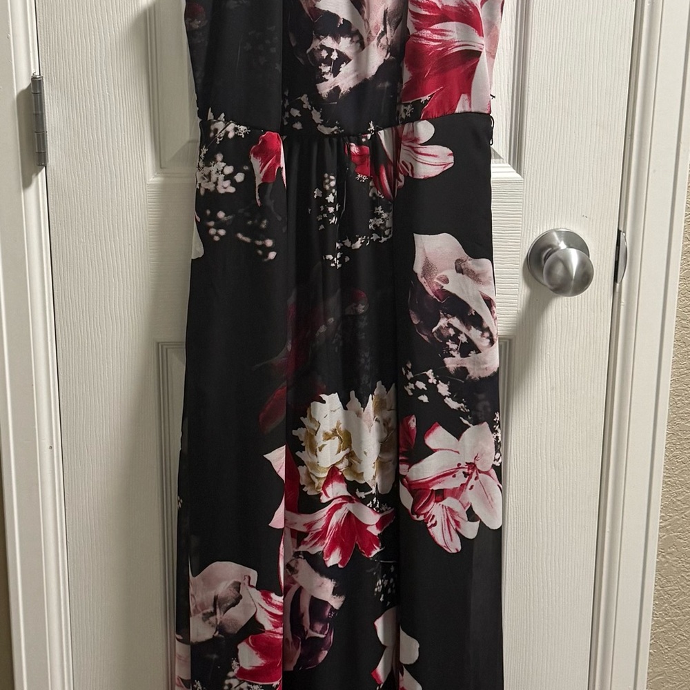 Floral Black and Pink Maxi Dress